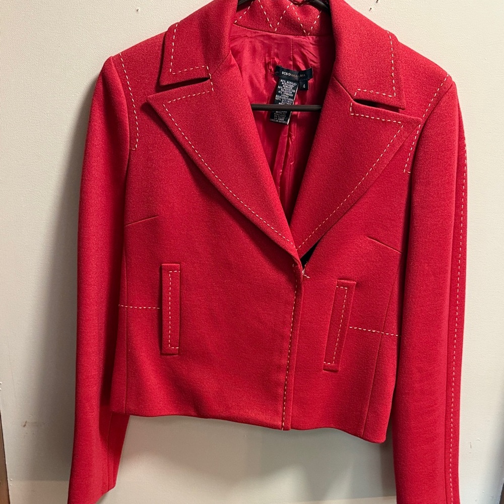 BCBGMaxAzria Red Blazer with Stitch Detail